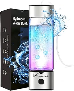 Hydrogen Water Bottle Generator - 2026 Hydrogen Water Machine - 6000 PPB SPE/PEM Tech Glass Hydrohealth Water Bottle for Kidney Health Hydrogen Bottle Gift for Family & Friends (Button/Sliver)