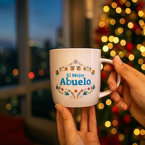 Miniatura 5 de Triple Gifffted Taza de café del mejor abuelo del mundo, El Mejor Abuelo Ideas de regalos en español para Navidad, Día del Padre, Navidad,