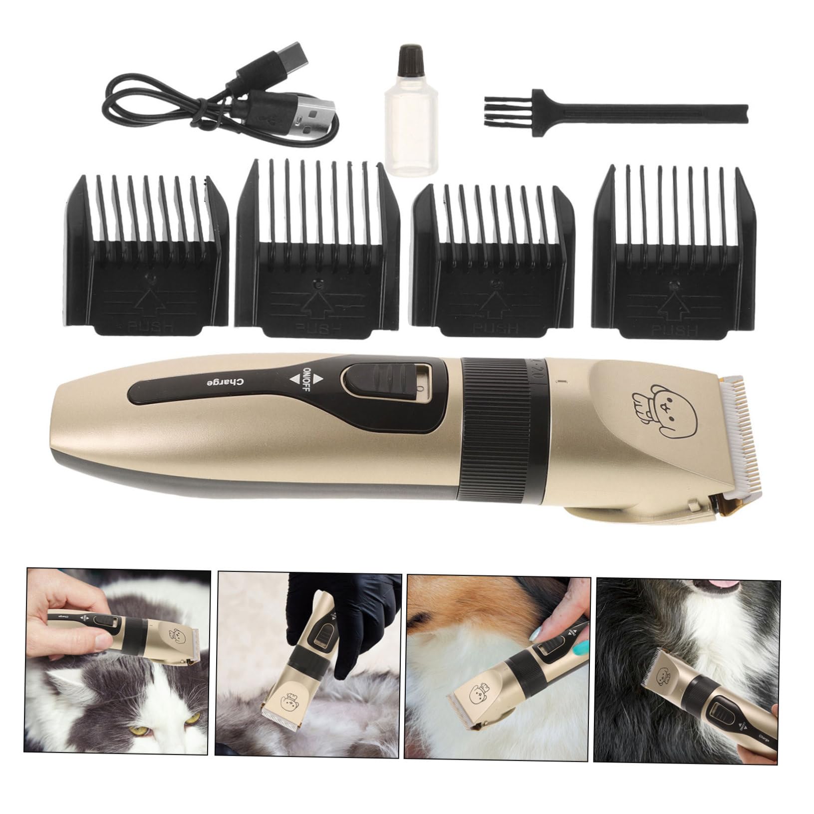 Tagliapeli Elettrico per Cani e Gatti, Set 4 Pezzi, 1200mah | Alimentazione Via Cavo, Prevenzione della Ruggine, Materiali Ceramica, Metallo e Abs