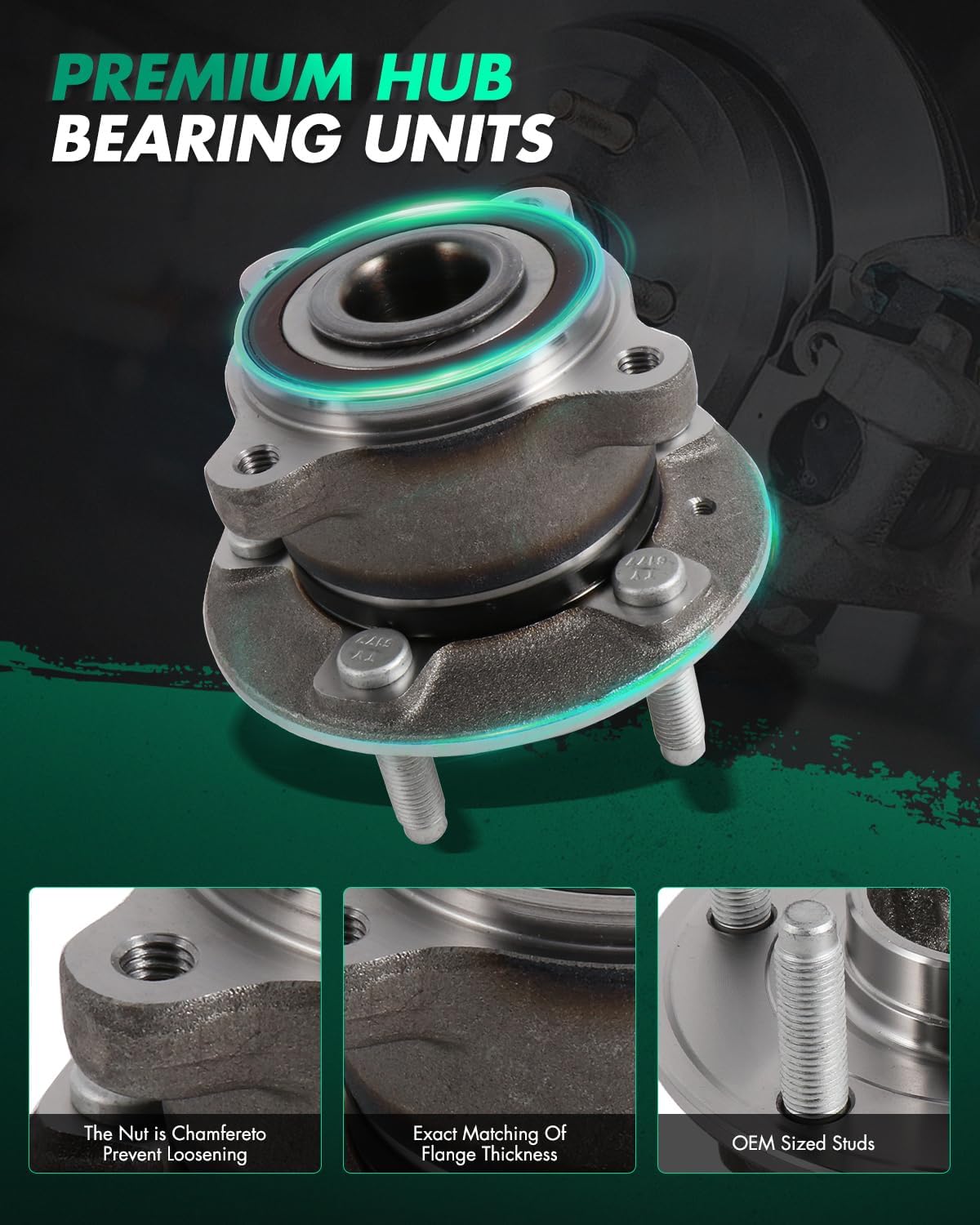 SCITOO Rear Wheel Hub and Bearing Assembly for 2011-2012 for Chevrolet Cruze 512446 2PCs