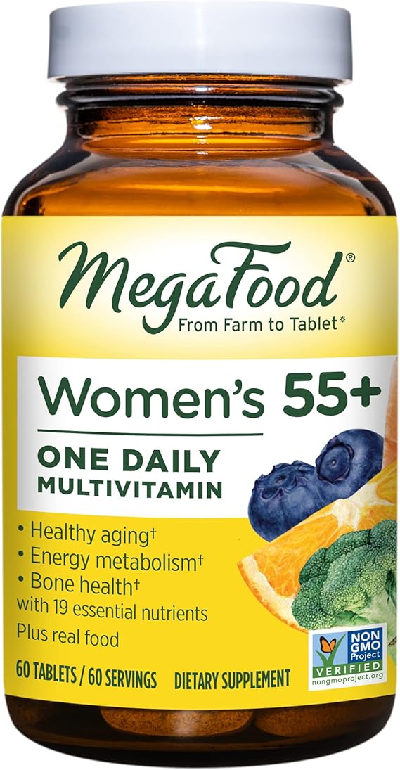 MegaFood, Women Over 55 One Daily, Supports Optimal Health and Wellbeing, Multivitamin and Mineral Dietary Supplement, Vegetarian, 60 Tablets