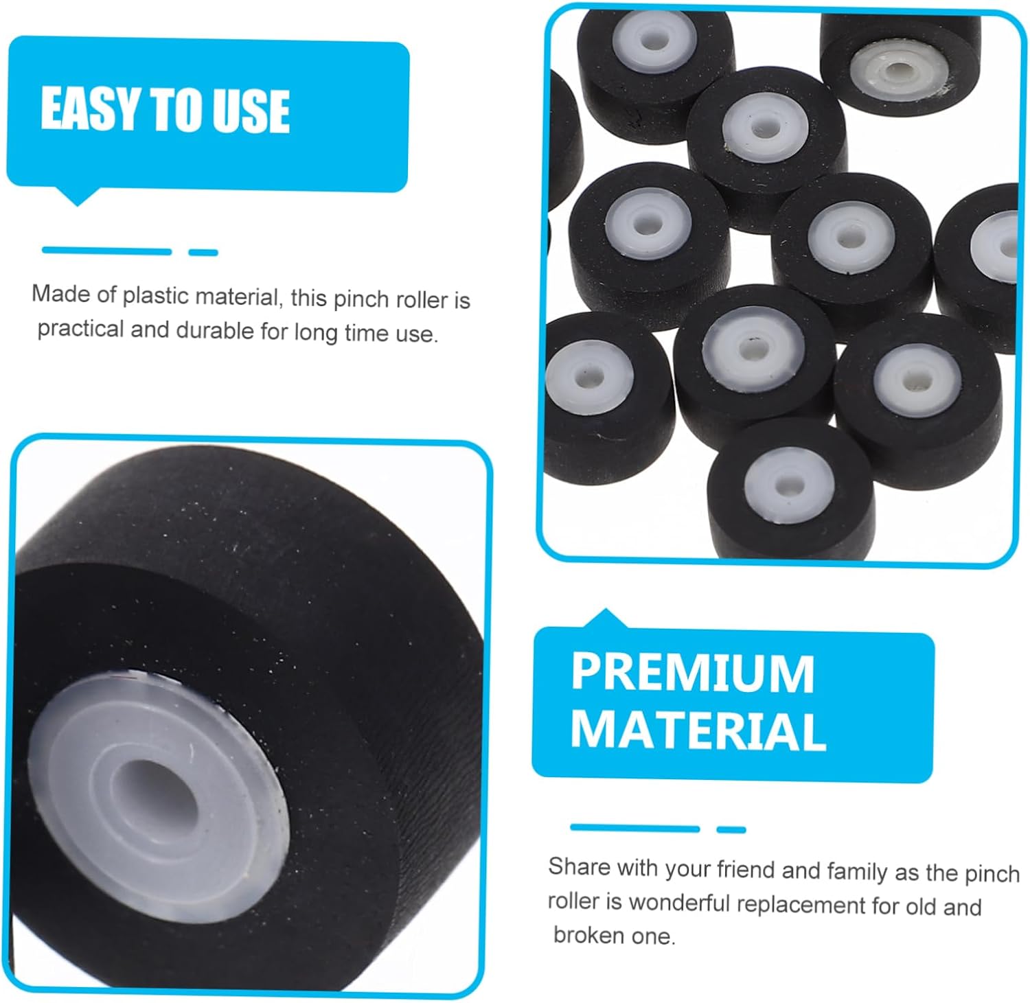 12pcs Cassette Tape Machine Pinch Roller, 11.5mm Rubber Repair