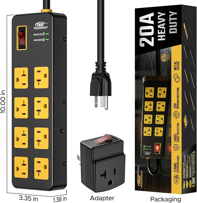 CRST Multitomas resistente de 20 amperios con protector contra sobretensiones de 1960J, listado ETL miniatura 8
