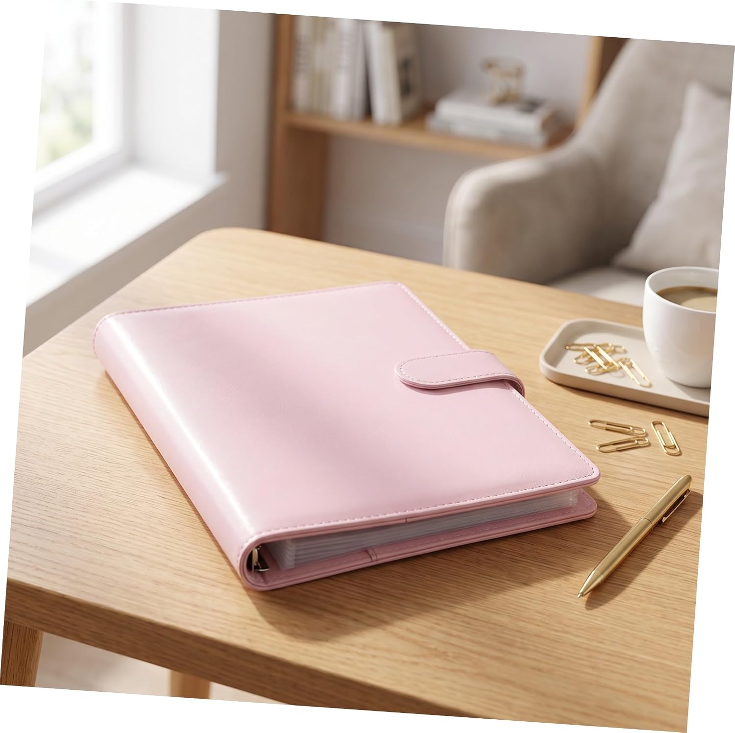 Photo Album Binder Pink with 60 Pockets 6 Ring A5