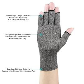 Cedcoe 2 Pairs Arthritis Gloves Fingerless Compression Gloves for Relieve Hand Pain, Rheumatoid, Osteoarthritis, Tendonitis, Carpal Tunnel for Women and Men to Daily Work (Gray, Small)