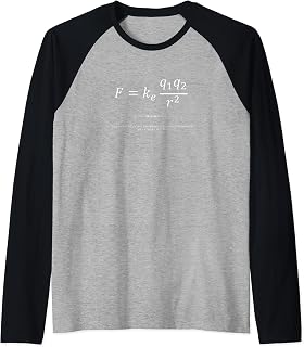 Maths And Science Coulomb's Law Force Equation Formula Raglan Baseball Tee