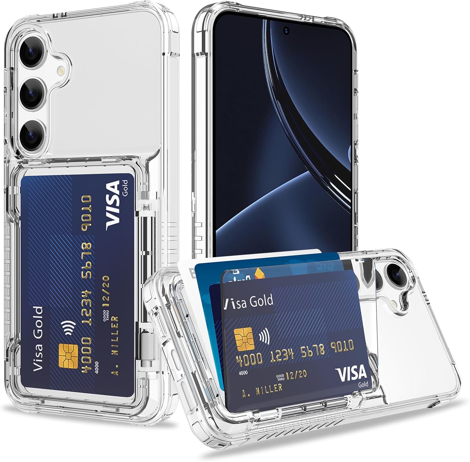 Wallet Case for Samsung Galaxy S26 Ultra 6.9 Inch with 3 Credit Card Holder Slot Shockproof Hybrid Heavy Duty Protection Clear Phone Cover Compatible with Galaxy S26 Ultra (Clear Black)