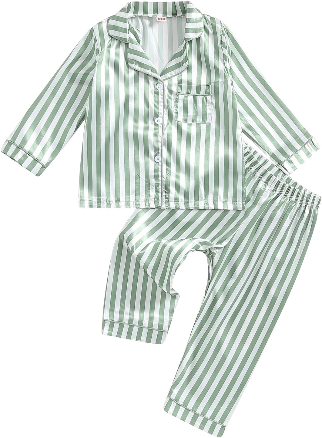fyclemt Toddler Baby Boy Girl Satin Pajamas Sets Floral Long Sleeve Button Down Sleep Shirts Lounge Pants Pjs Kids Sleepwear