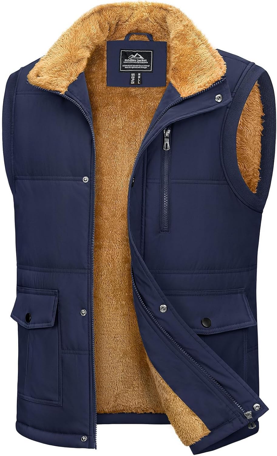 Gilet Sans Manche En Flanelle STHUGE, Rembourrage Et Col Montant - Jusqu'au 8 XL, Vert Minuit