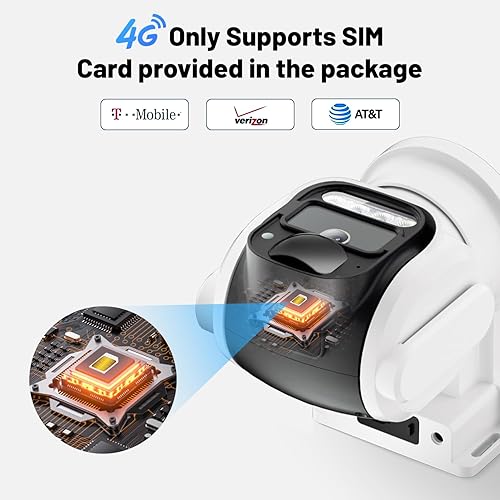 Miniatura 4 de Cámara de seguridad celular 4G LTE, sin WiFi con energía solar, cámara inalámbrica para exteriores con tarjeta SIM y plan de datos ilimitado,