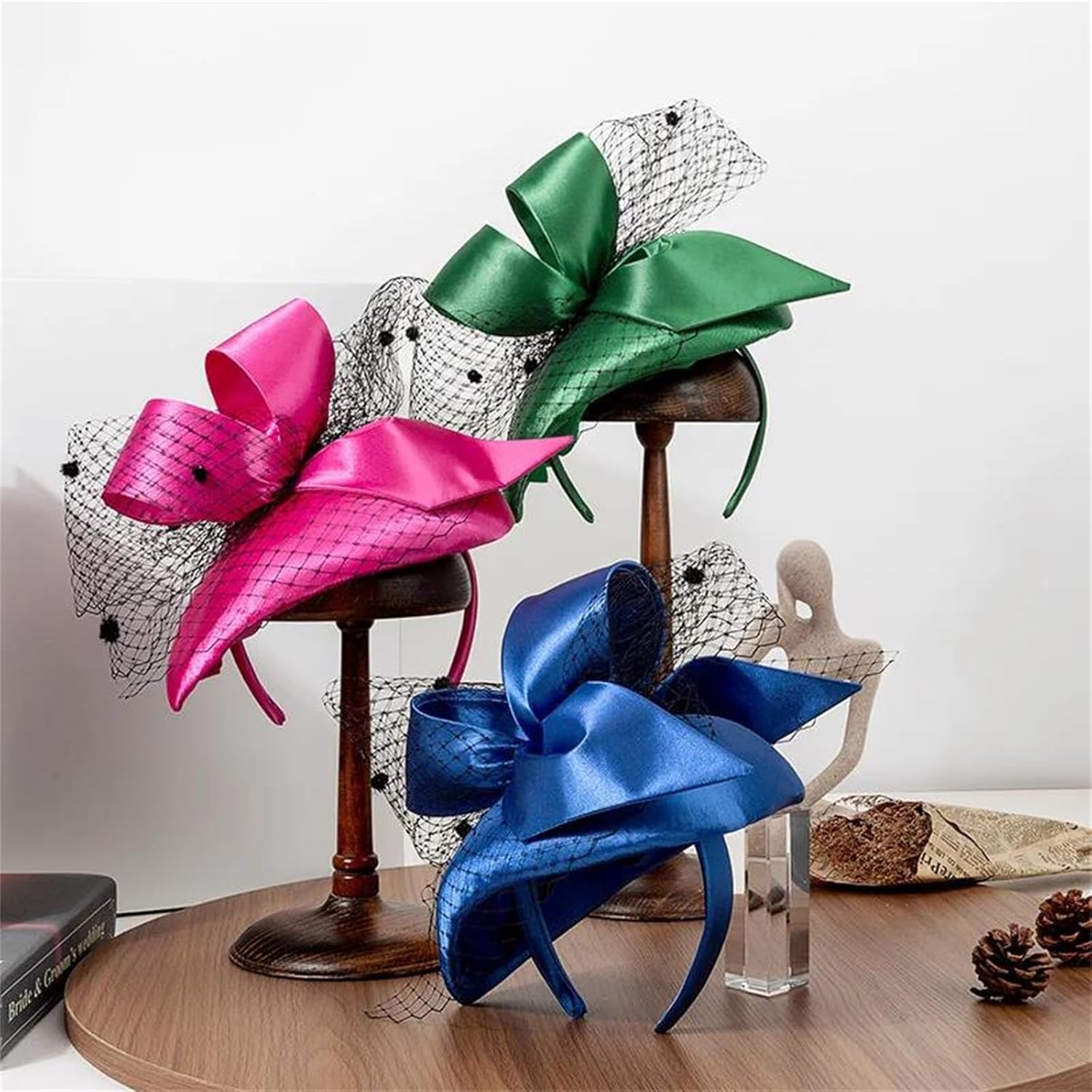 Women's Fascinator Headband With Veil Vintage Pillbox Hat Bridal Wedding Cocktail Tea Party Dressy Derby Hat