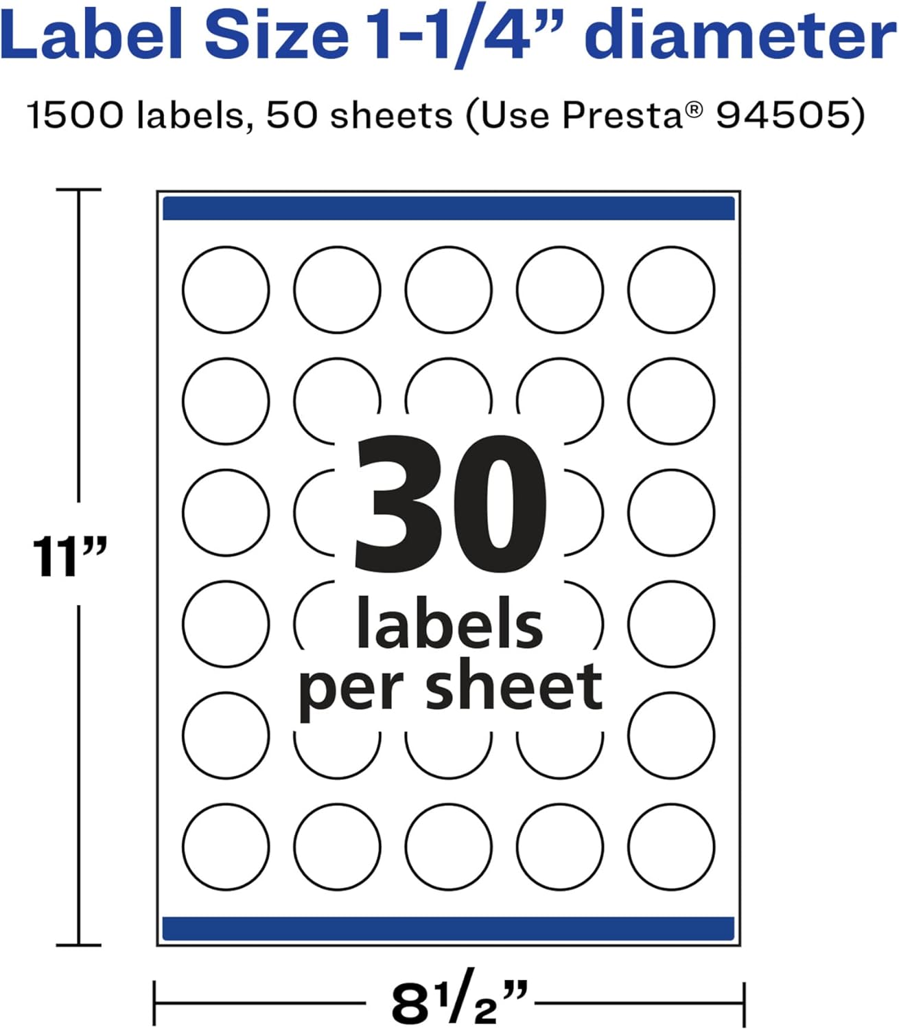 Avery Glossy White Round Labels, Sure Feed Technology, 1.25" Diameter, 1,500 Glossy White Labels, Print-to-The-Edge, Permanent Adhesive, Laser/Inkjet Printable