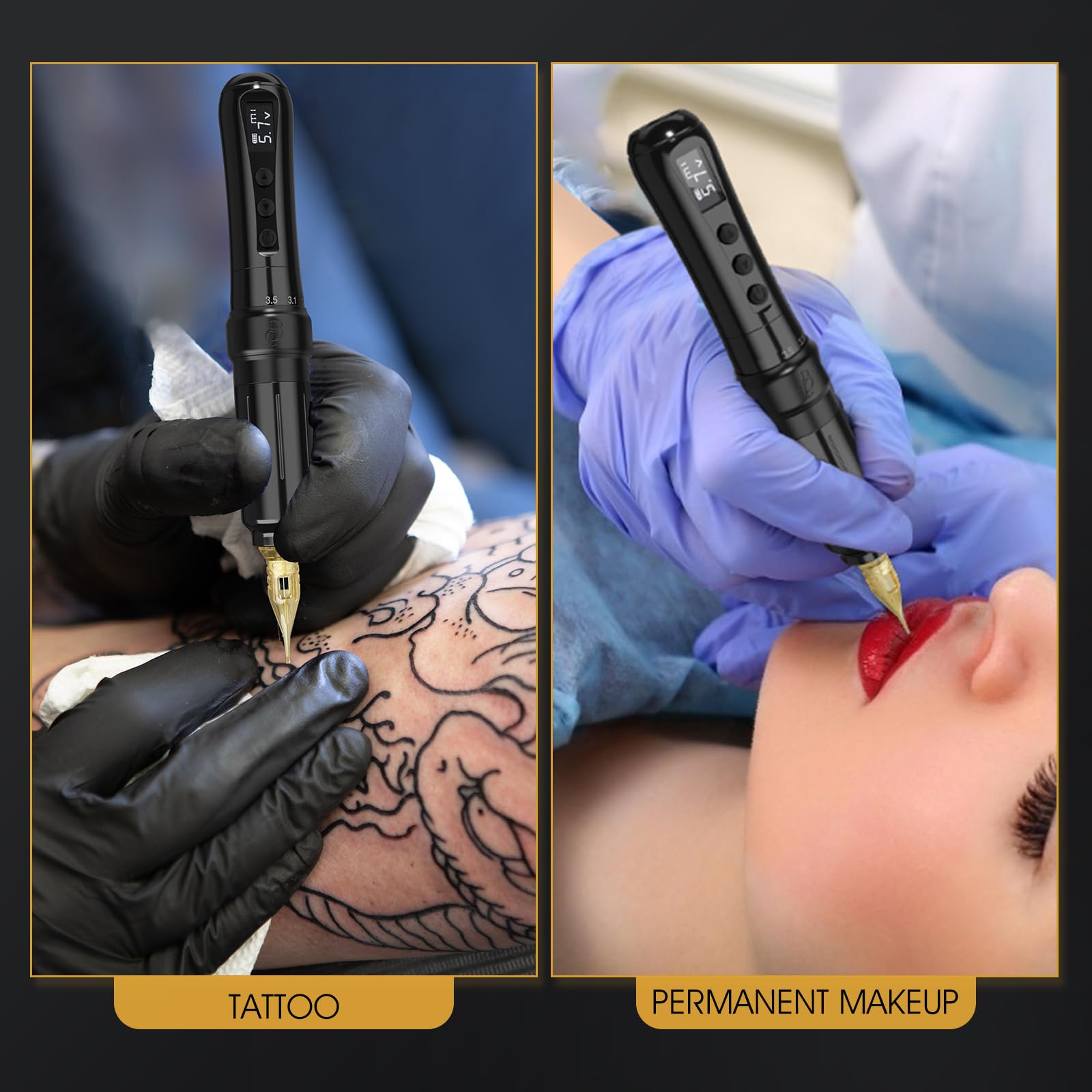 Biomaser UI Wireless Permanent Make-up Maschine Sechstakt verstellbarer kabelloser Stift mit 2 1000mAh Akku OLED Display für Permanent Make-up
