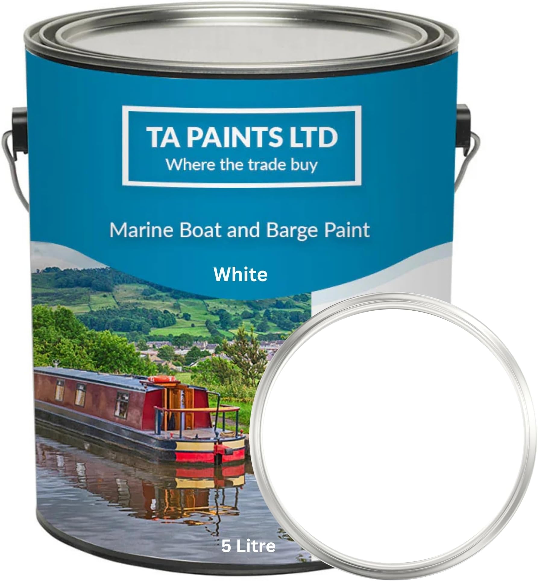 T A Paints Universal PU Enamel Gloss Marine Boat Paint (5L, White)