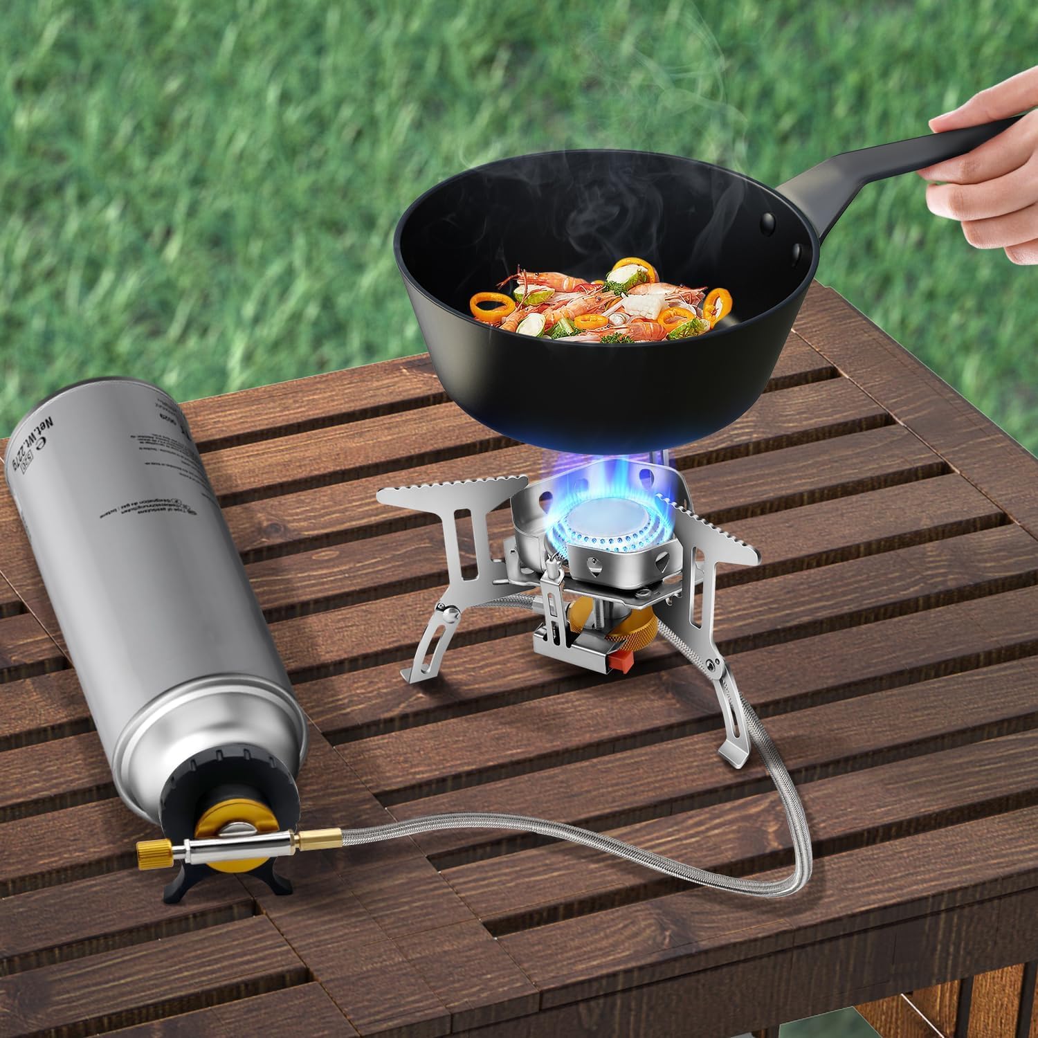 Magnova Portable Cooking Gas Stove,Outdoor Camping Stove with Piezo Ignition,Stainless Steel Folding Butane Gas Stove with Storage Box forBBQ,Hiking,Trekking,Traveling,Emergency Use(Without Cylinder)