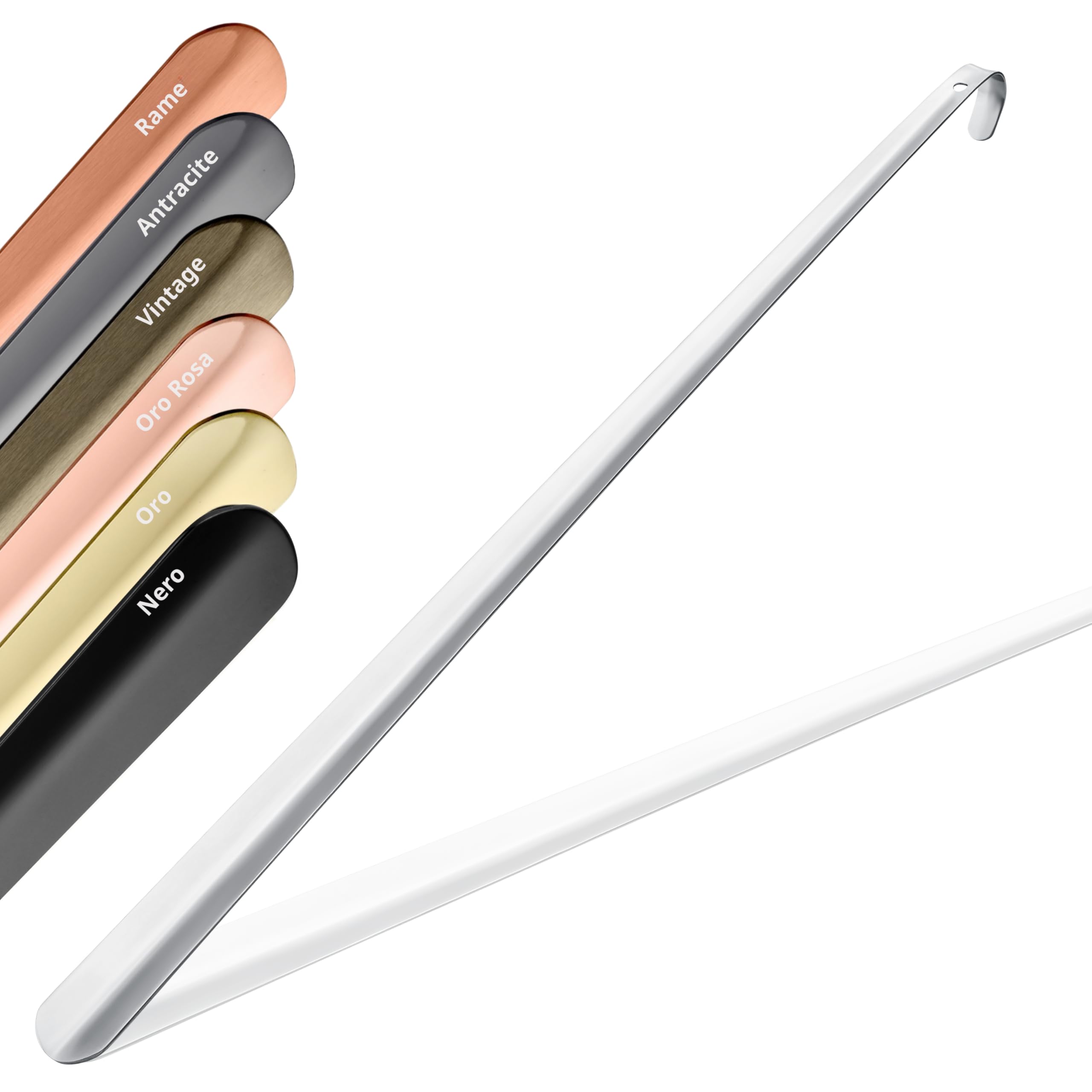 JK Trade® Calzascarpe in acciaio inox stabile da 62 cm, lunghezza 2 mm, in metallo lucido, lungo per stare in piedi, veloce e semplice, lunghezza e larghezza ottimizzate, per lavoro