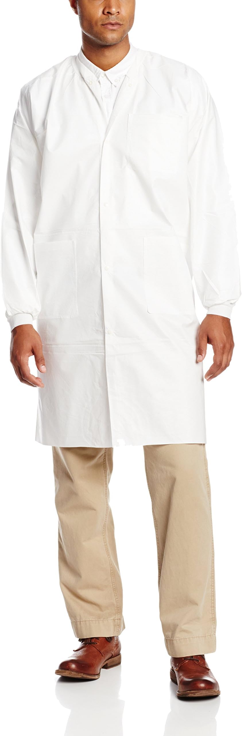 ValuMax 3960WHS LiquidGuard Microporous Breathable Film Disposable Lab Coats, 3 Pockets, Knee Length, White, S, Pack of 10