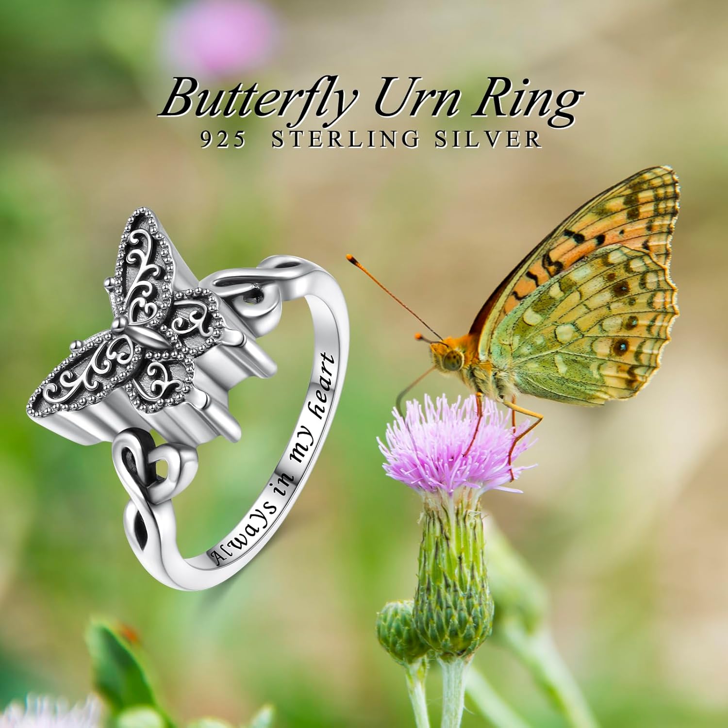925 Sterling Silver Butterfly Urn Rings for Ashes Memorial Jewelry Ashes Ring for Human Pet Cremation Jewelry for Ashes for Women Keepsake Ring for Ashes of Loved Ones - Image 8