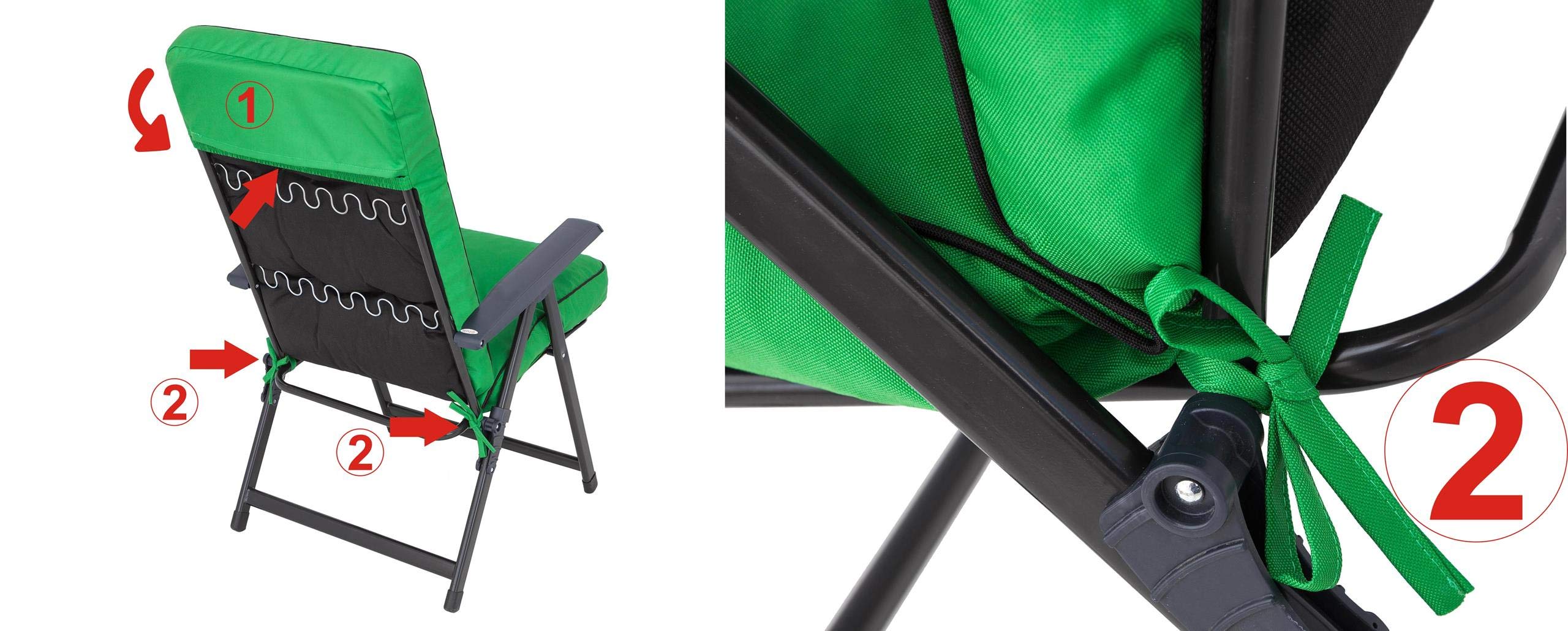 PillowPrim Cuscino per sedie da giardino e da campeggio, per gli appassionati di attività all'aria aperta e gli amanti del giardino, comodo comfort di seduta all'aperto, verde, 50 x 50 x 70 cm