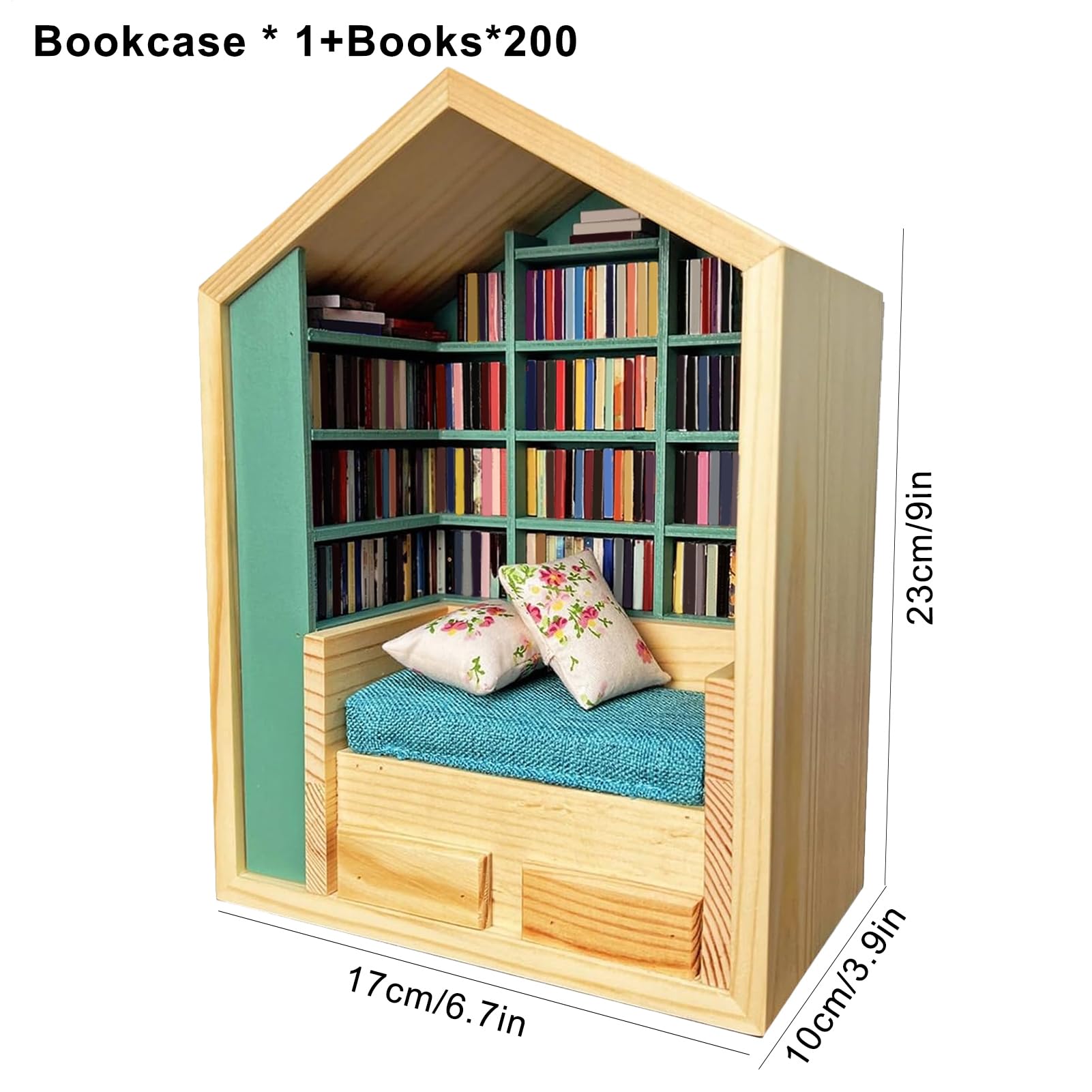 Stresowa Biblioteczka 200 Książek 2 Poduszki Miniaturowy Dom Dekoracja