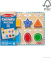 Vista 4 de melissa & doug formas de madera Chunky Puzzle, Versión estándar, Multicolor