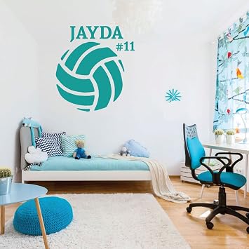 Room Wall Decor - Personalized Name Volleyball Sports Vinyl Decal Wall Sticker for Teen or College Girl or Boys Bedroom or Dorm - Custom Sizes and Colors Match the Theme of Any Living Space
