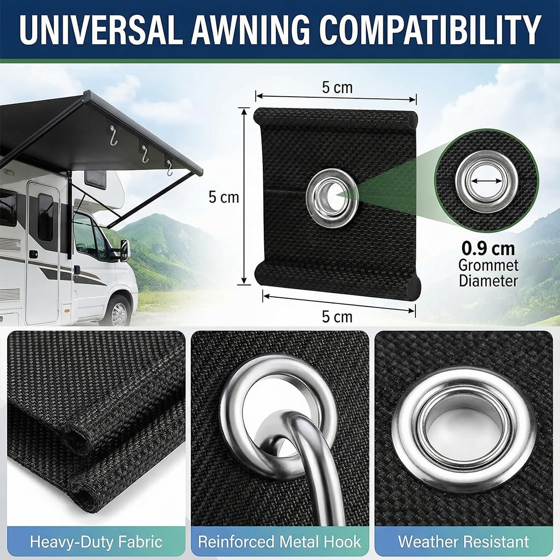 Ganci Binario Keder per Tenda da Sole RV 8 Pezzi 5/6mm 7/8mm Camper Roulotte