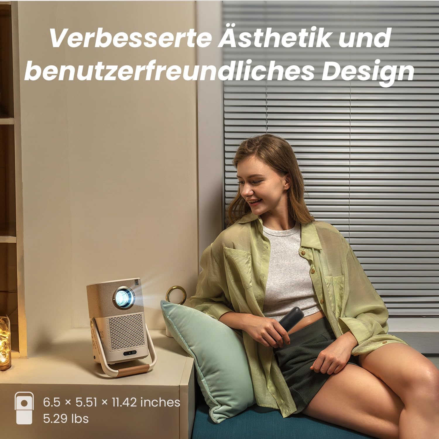 Yaber T2 Beamer mit JBL Sound & Integriertem Akku, Portable Projektor 1080P Native Full HD, 290 ISO Lumens WiFi6 Bluetooth, Outdoor Projector mit Autofokus/Auto Keystone (Looks Better Slogan)