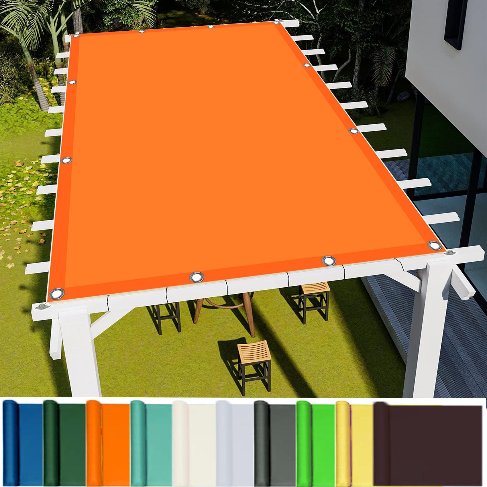 WQPMNYG Garden Sunshade Canopy 4.92x10.5ft Waterproof UV Resistant Sail Awning with Rope Orange