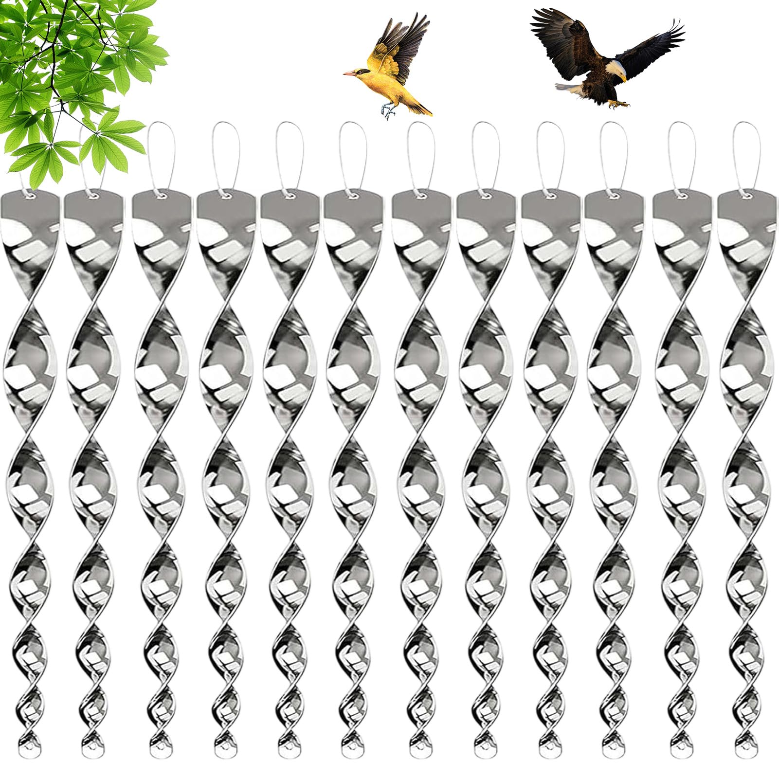 Effaroucheur Oiseaux Réfléchissant – Lot De 12 Pièces Avec Miroirs Et Clochettes – Pour Balcon, Jardin, Arbres Fruitiers