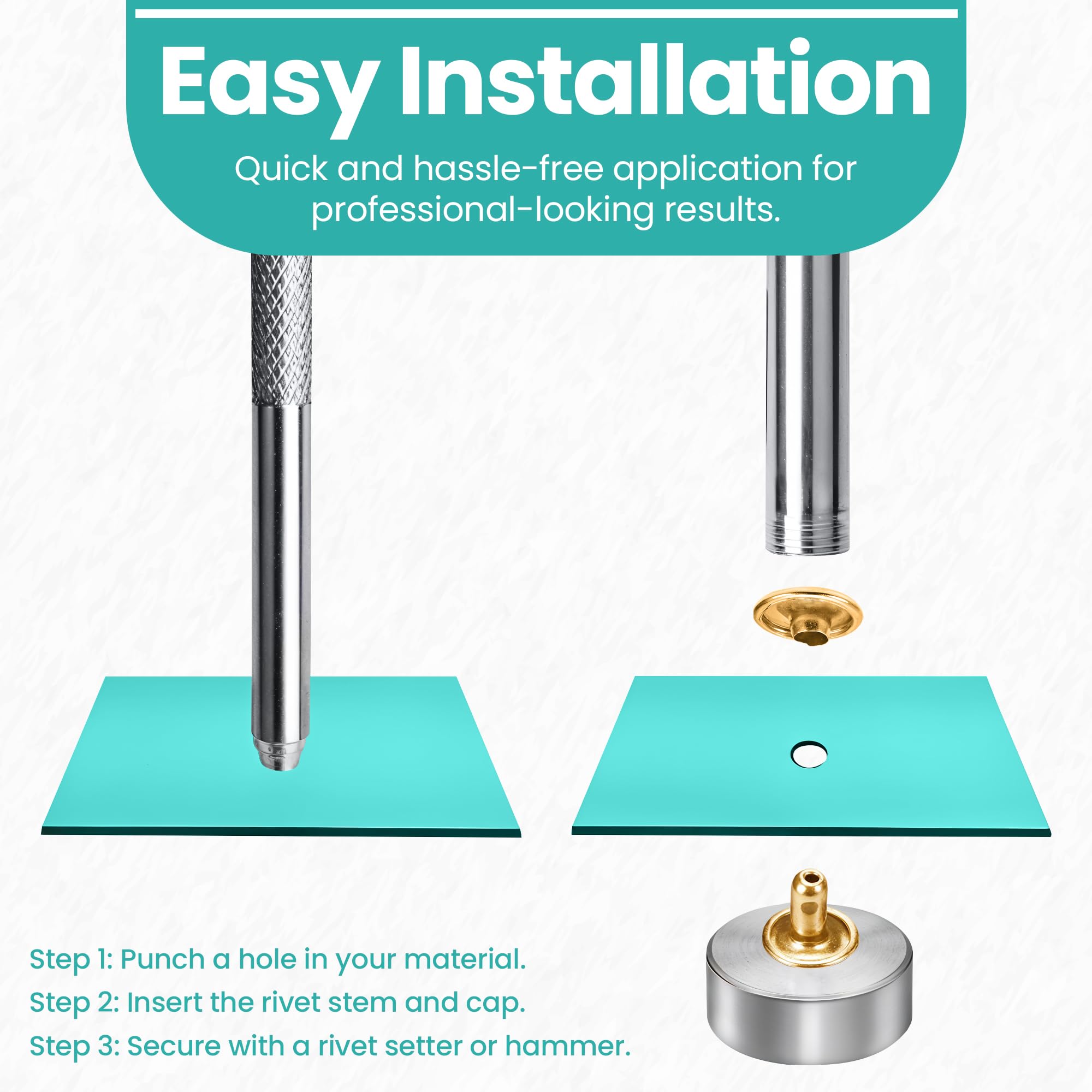 Trimming Shop 100 sets met dubbele kap, buisvormige metalen klinknagels voor reparatie en vervanging van kleding, naaien, leren handwerk, voor doe -het-zelfprojecten, 10 mm x 9 mm, goud