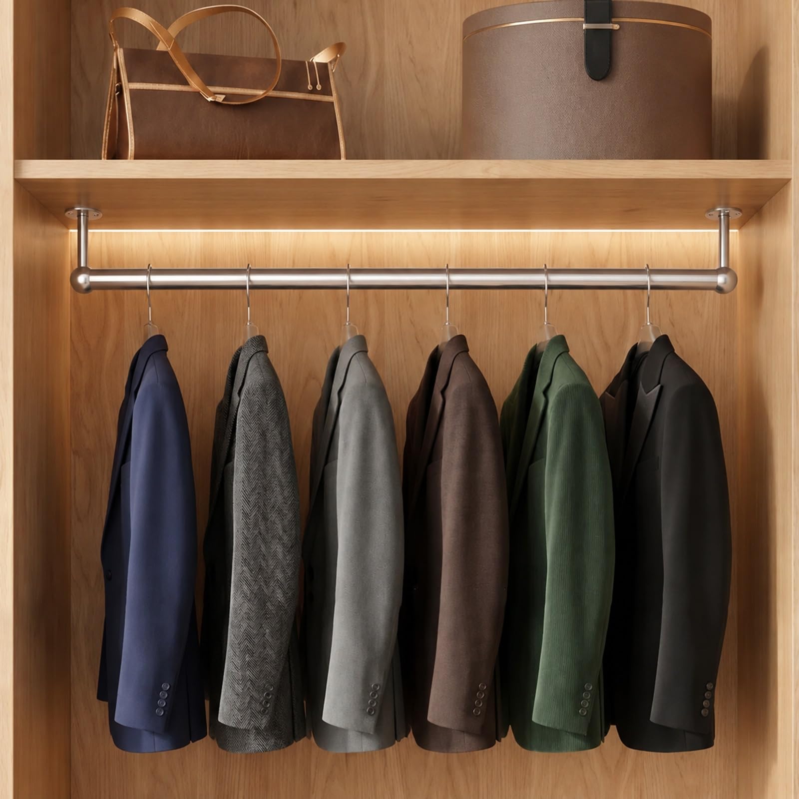 Ceiling Mount Clothes Rod for Closet 60 48 36 28 24 20 16 Inch(H 15cm(6 in),100cm/39.4in)