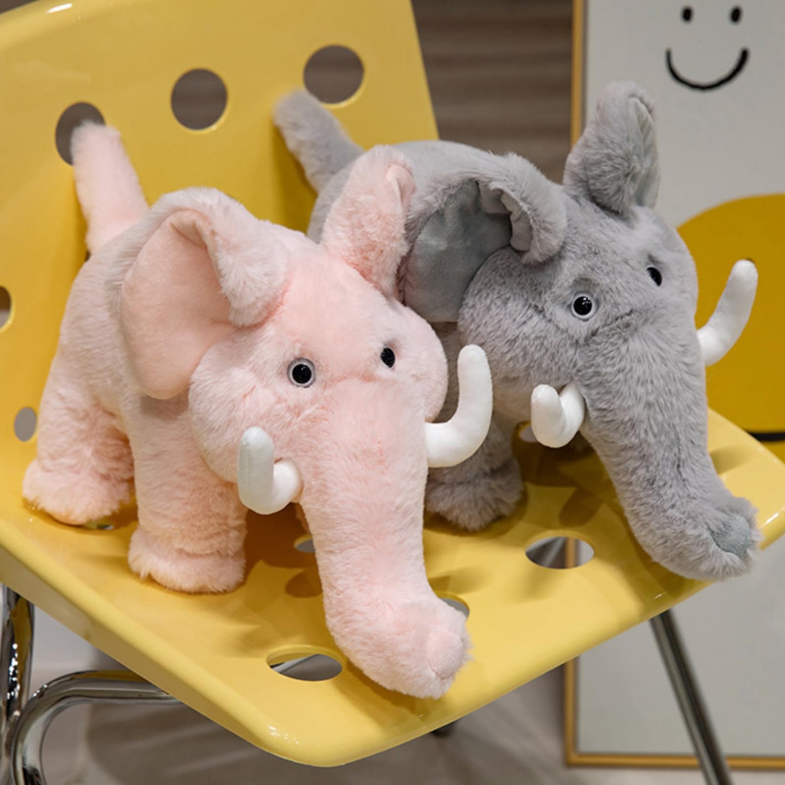 Elefant Kuscheltier, Weiches Kuscheltier in Hellgrau mit Großem Rüssel & Ohren 35/45/60cm, Kawaii Flauschiger Blauer Elefant, Gefülltes Tierfigur, für Kinder Baby Mädchen Jungen (60cm,Rosa)