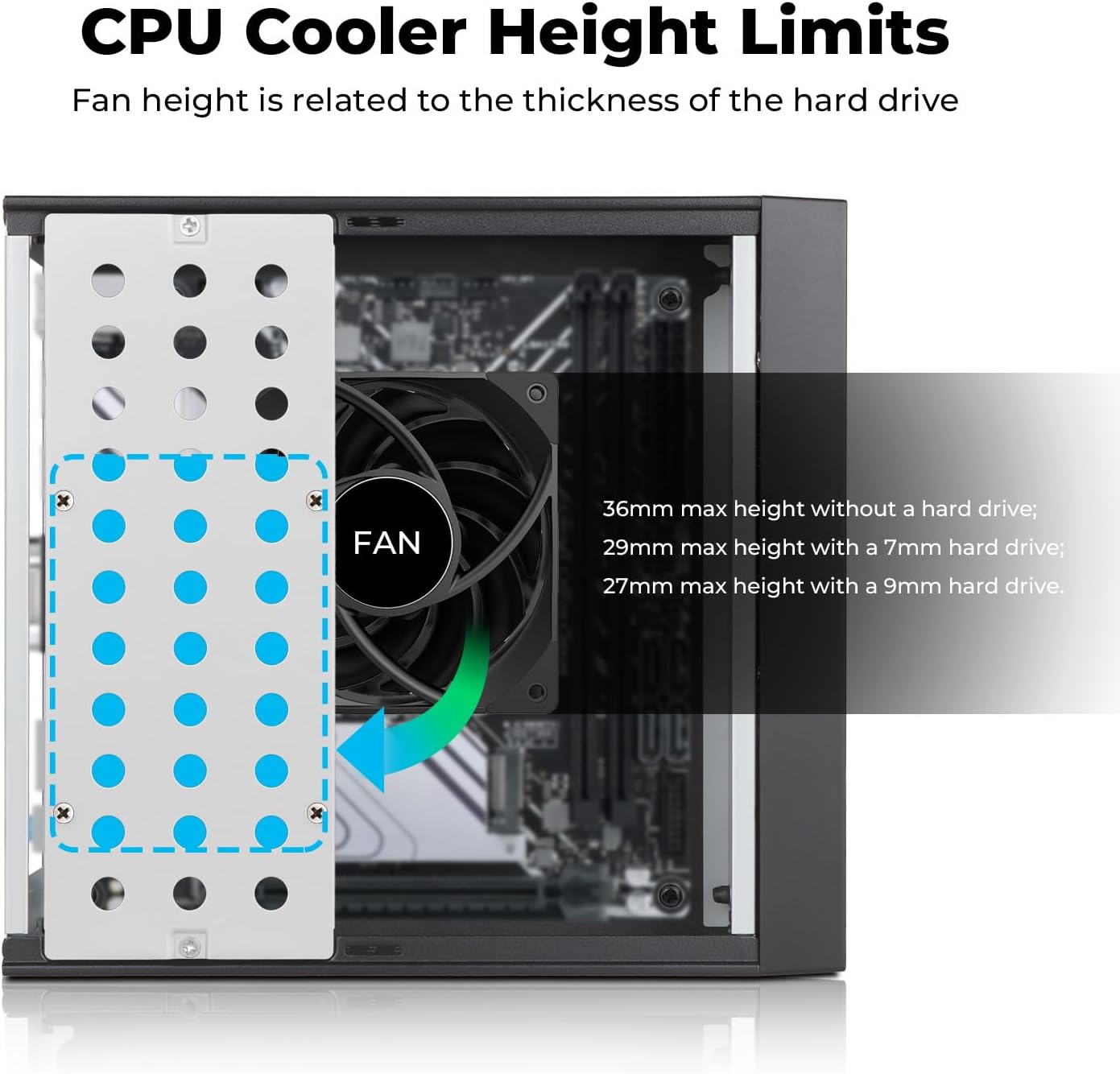Mini ITX HTPC Case,SFF Small Form Factor Mini-Tower PC Case 0.6mm SPCC Computer Chassis Vented Panels Support Mini-ITX Motherboard(170x170mm) with USB-C Audio for Desktop PC Wall-Mounted