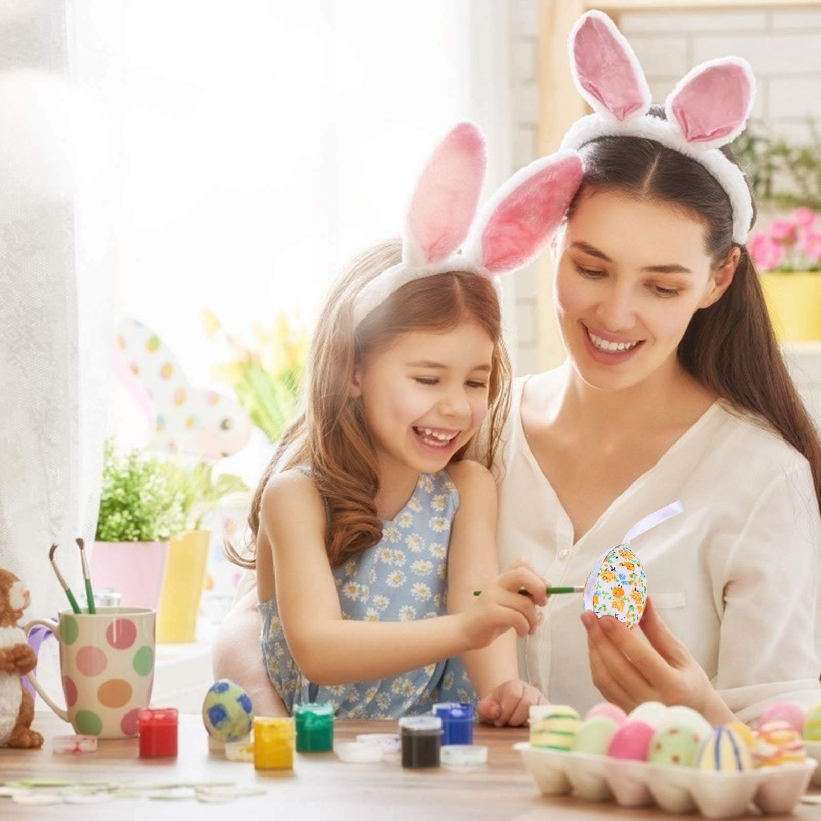 PRETYZOOM 2 Sätze Ostereier Gesprenkelte Eier Farbige Eier Aufhängen Künstliche Eier Easter Egg Decoration Osterparty Dekoration Osterei Hängende Dekoration Osterschmuck Stoff 27 Stück * 2
