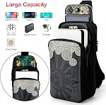 Owngen Cute Carrying Storage Bag Compatible with Nintendo Switch/Lite/OLED, Portable Sling Crossbody Shoulder Travel Backpack with Game Card Case & 4 Thumb Grip Caps Accessories