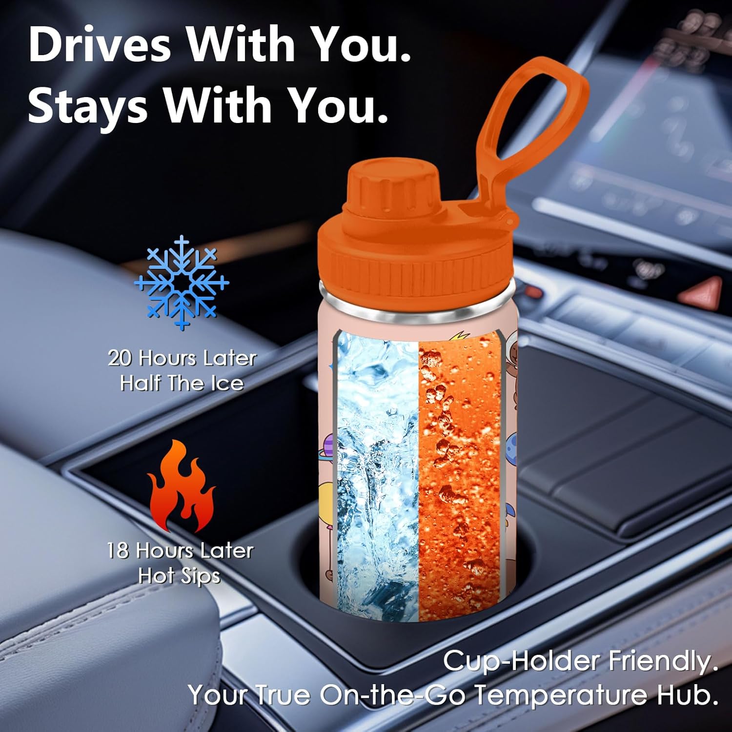 DUUV Capybara Gifts for Girls Women, Capybara Water Bottle 18 Oz, Cute 18 Oz Stainless Steel Vacuum Insulated Bottle, Insulated Cup for Gym Sports Travel - Image 4