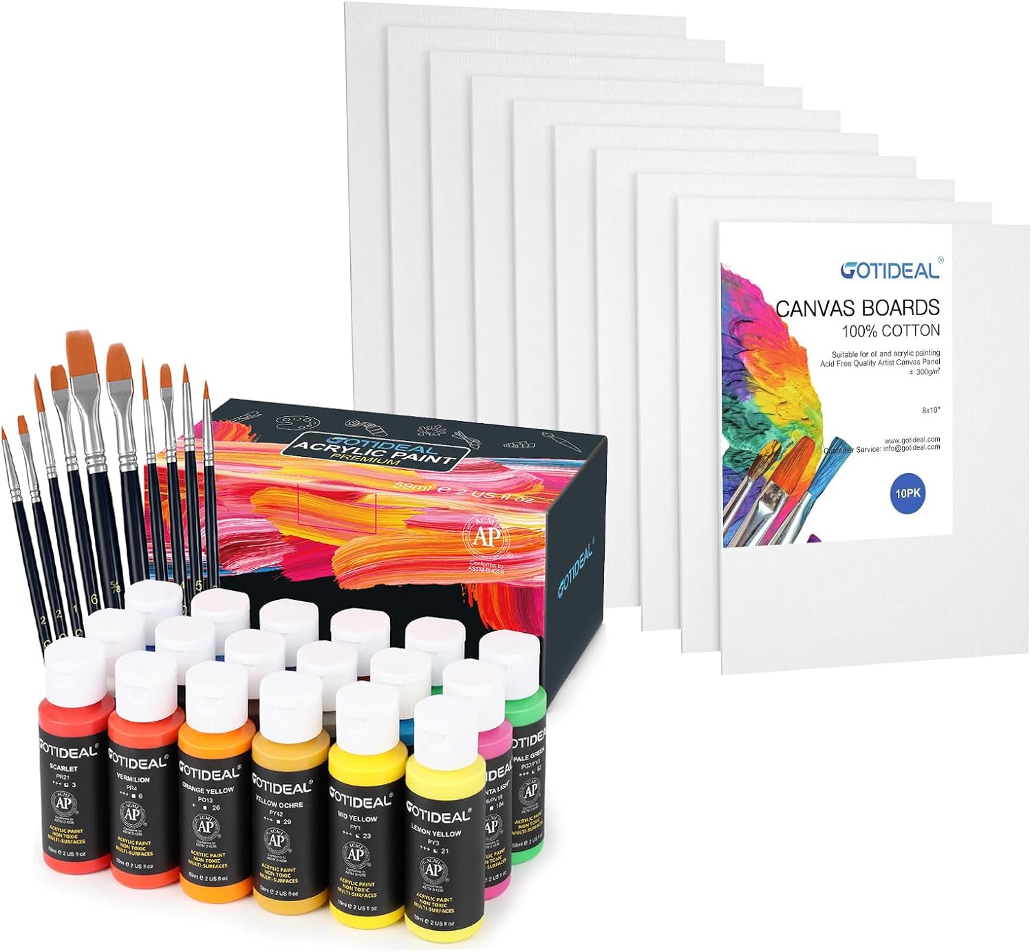 GOTIDEAL Canvas Boards 8x10 inch Set of 10 with Acrylic