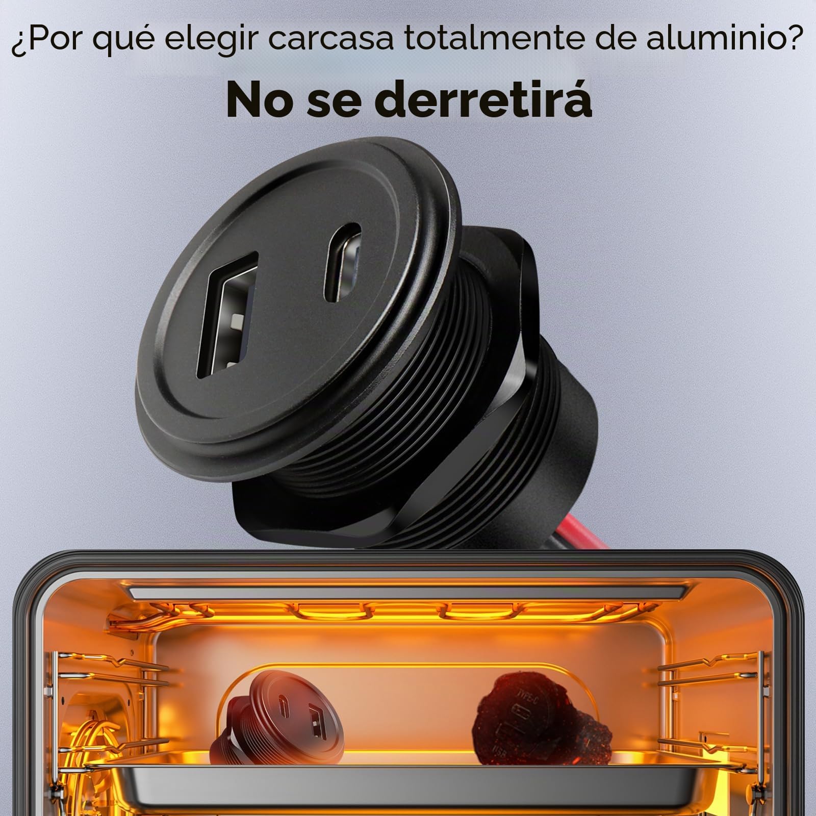 acegoo Toma USB 12V Cargador Multi Puerto Aluminio, PD3.0 USB-C y Quick Charge 3.0 para Coche Camper Enchufe de 12 Voltios Impermeable para Autocaravana Barco Motocicleta (2PCS)