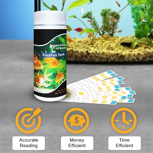 Miniatura 3 de JOR Tiras de prueba de agua de acuario 7 en 1, compatibles con piscinas, tanques de peces de agua dulce y salada, detectan pH, cloro, carbonato,