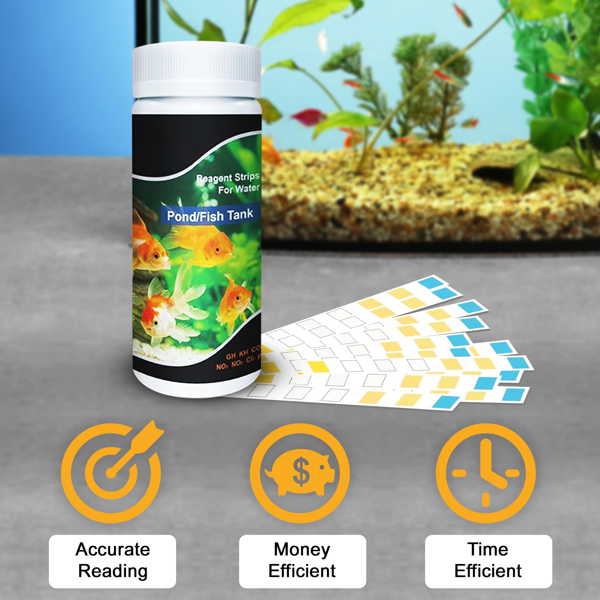 JOR Aquarium Water Test Strips, Compatible with Swimming Pool, Freshwater and Saltwater Fish Tanks, Detect pH, Chlorine, Carbonate, Water Hardness, 100 Strips - image 3