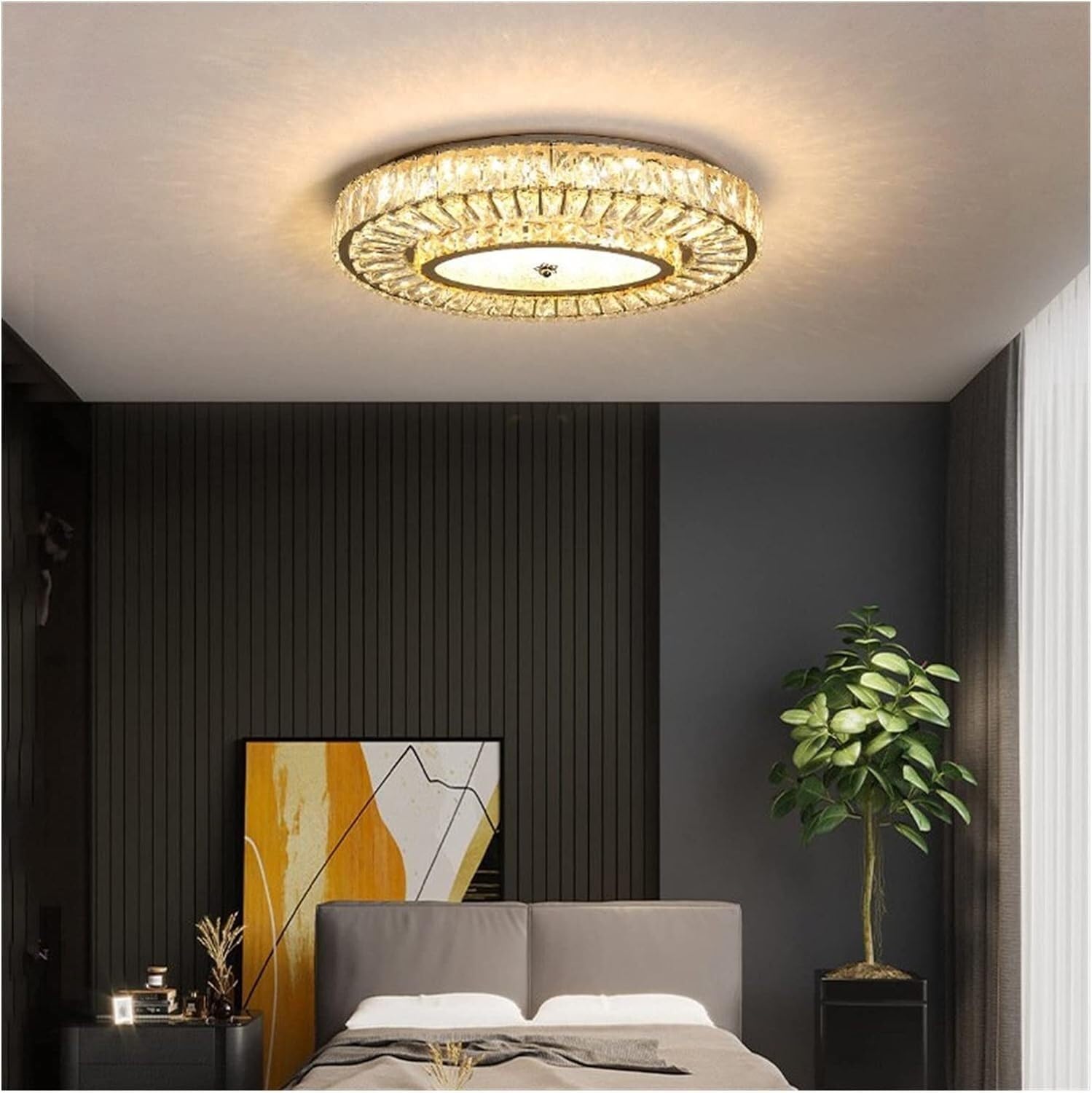 Lustre moderne à LED plafonnier en cristal réglable pour éclairage de salon design