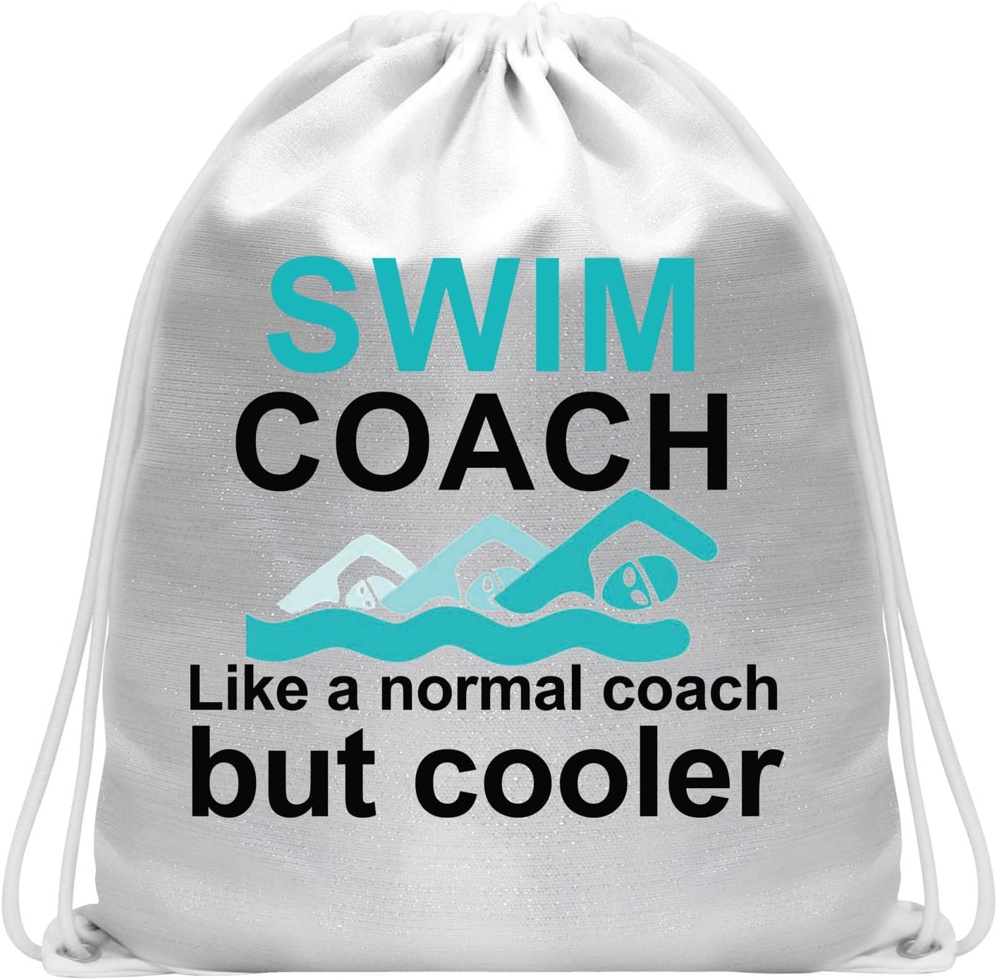 MBMSO Swim Coach Gifts Swimming Drawstring Bag Backpack Funny Swimming Coach Gifts Swim Coach Like a Normal Coach But Cooler