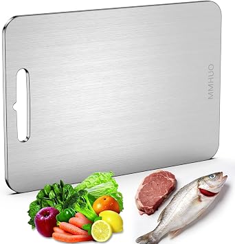 Cutting Board,304 Foodgrade Stainless Steel Cutting Board for Kitchen,Dishwasher Safe,Double-sided Chopping Board for Meat,Vegetables or Fruit,M 13.4"*9"