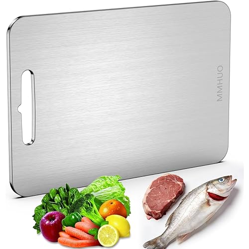 Cutting Board,304 Foodgrade Stainless Steel Cutting Board for Kitchen,Dishwasher Safe,Double-sided Chopping Board for Meat,Vegetables or Fruit,M 13.4"*9"