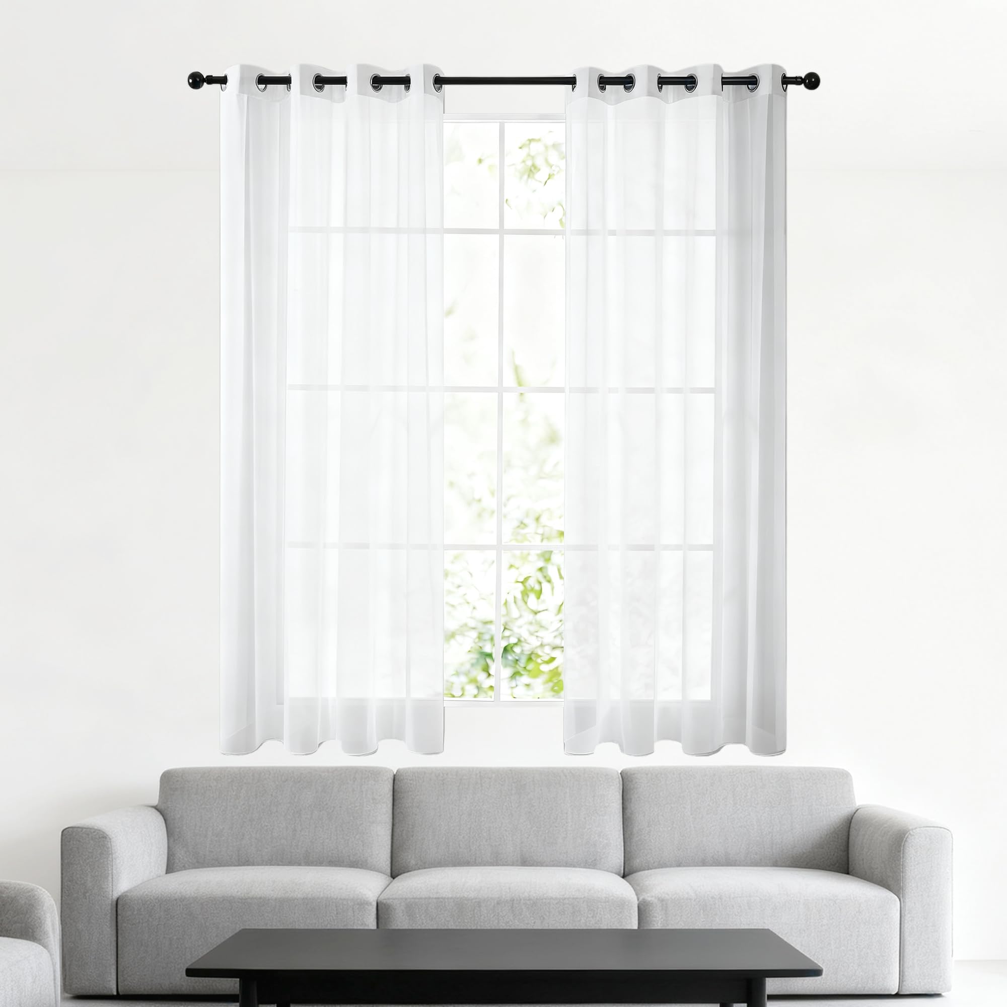 Voilage semi transparent anti éblouissement rideau 150x175