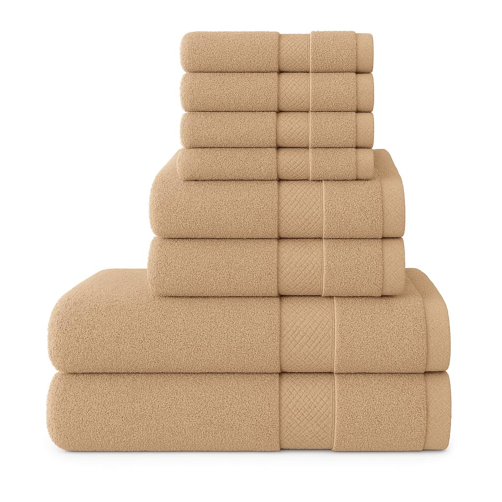 Diamond Tex Luxury 8 Pcs Towels Bale Set 100% Egyptian Cotton Face Cloth, Hand Towel, Jumbo Bath Towel 600-GSM Soft and Absorbent Gym, Golf, Spa, Beach Towels