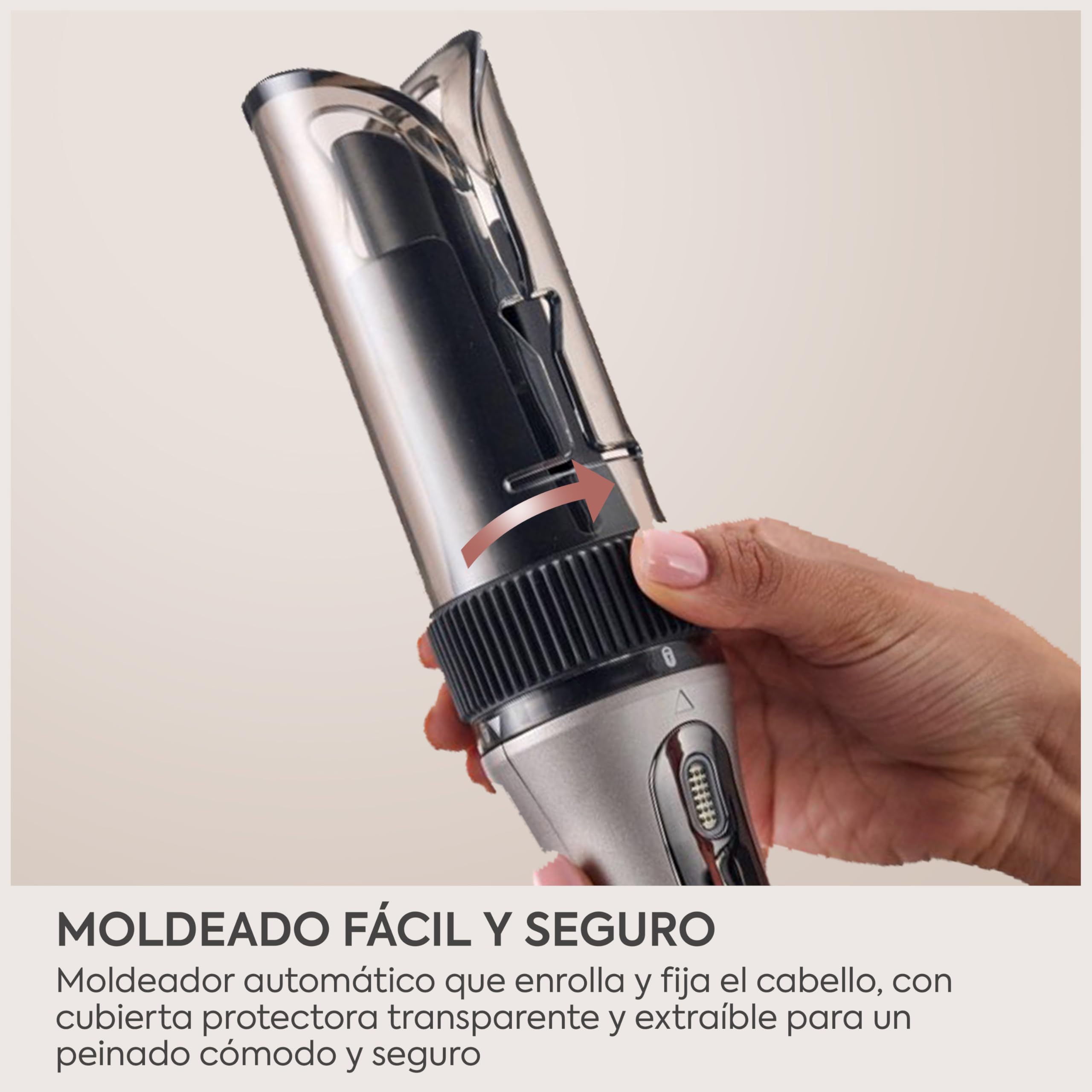 BaByliss Style Secret Air Moldeador Automático – Tenacilla 25 mm, Opción calor o aire, 48 opciones de peinados (rizos, ondas o movimiento), Cabello corto y largo, Rizador fácil de usar, C6686E