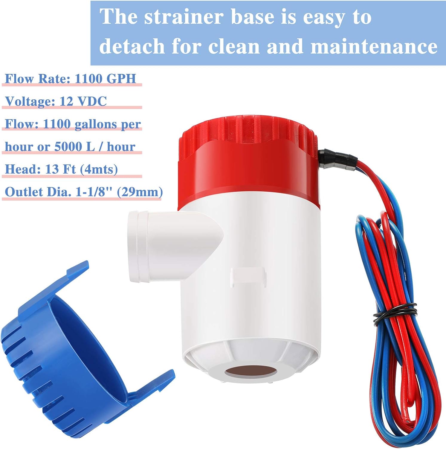 Boat Bilge Water Pump 12 V 1100 GPH Electric Marine Bilge Pump and Automatic Boat Bilge Pump Float Switch 12 V 24 V 32 V for Boats, 2 Pieces in Total : Sports & Outdoors