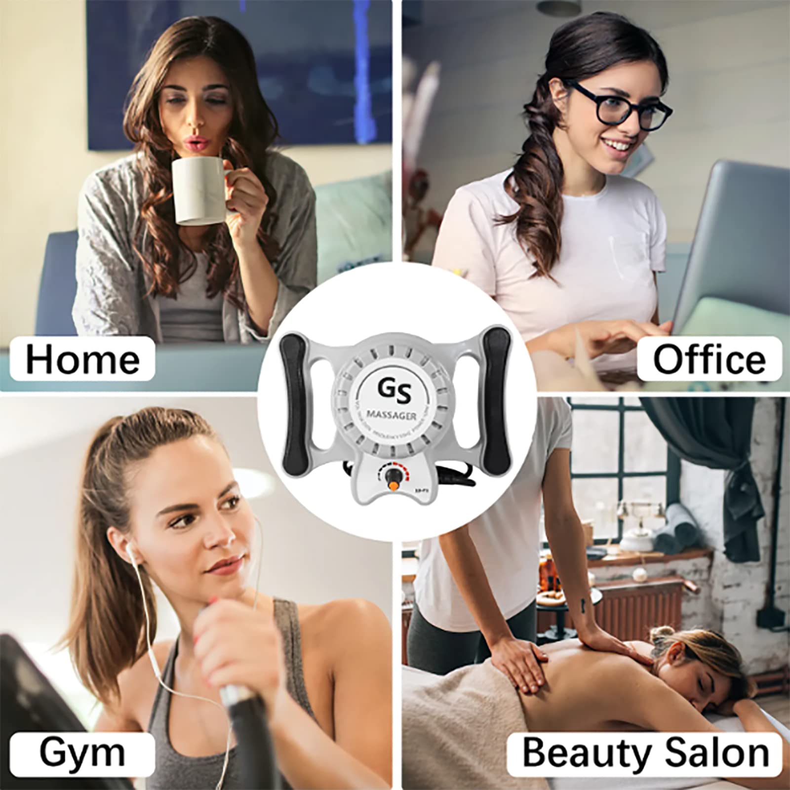 Wibracyjna Maszyna Do Masażu Ciała, Wysokiej Częstotliwości Elektryczne Wibracyjne Push Fat Machine Z 3 Wymiennymi Głowicami, Dla Ciała Brzucha Talii Ramienia Pleców Redukcji Cellulitu